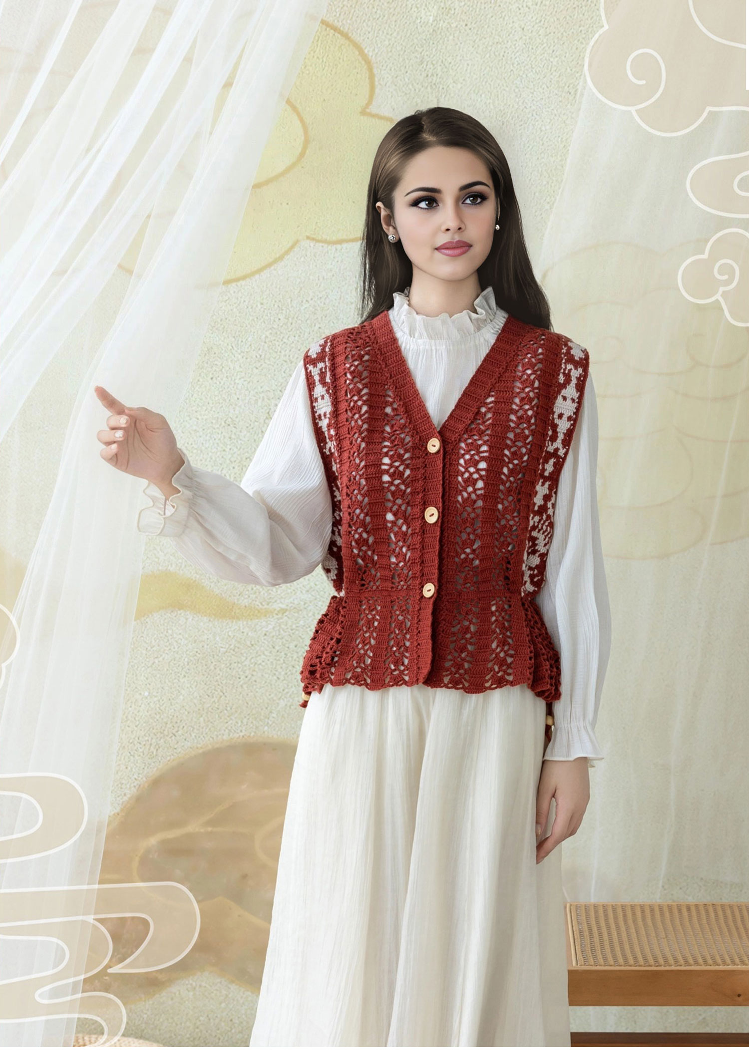 Adresse,pattern,women's,vest,handmade,crochet,homemade,wool,yarn,material package