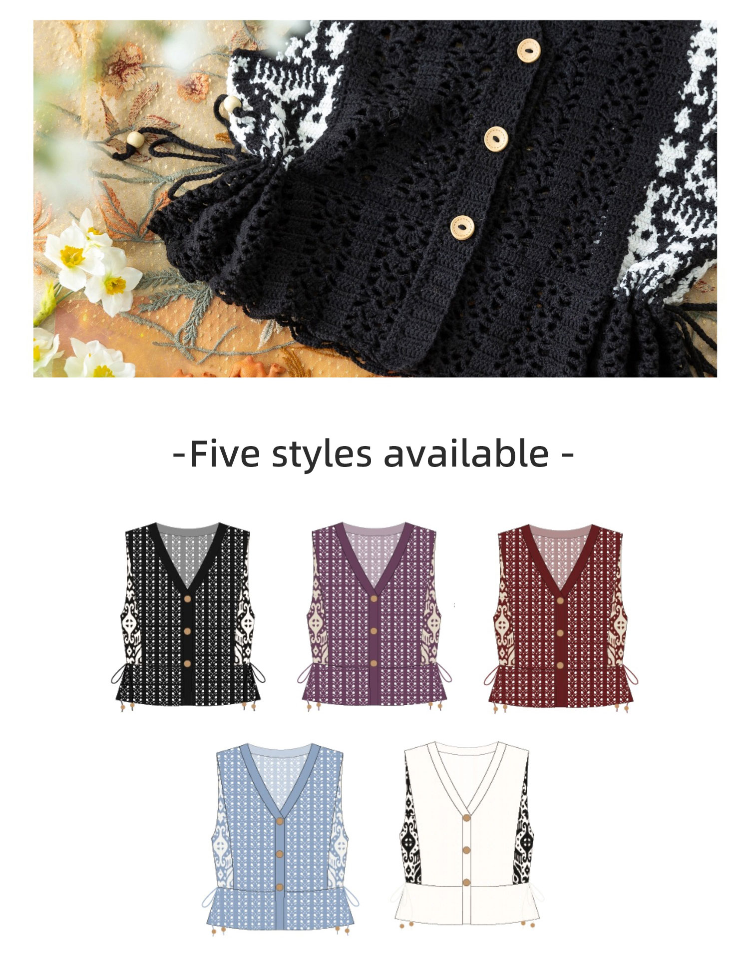Adresse,pattern,women's,vest,handmade,crochet,homemade,wool,yarn,material package