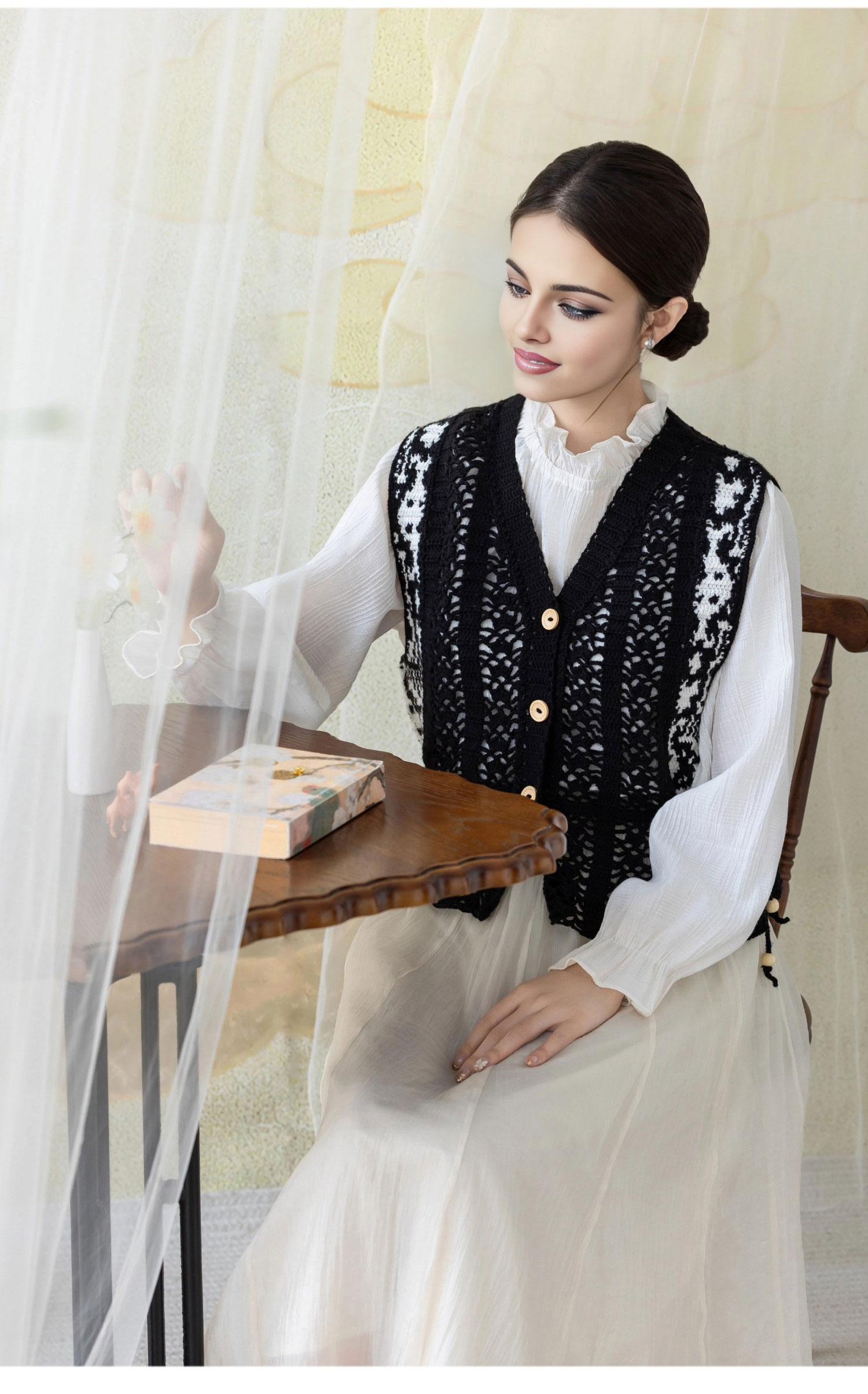 Adresse,pattern,women's,vest,handmade,crochet,homemade,wool,yarn,material package