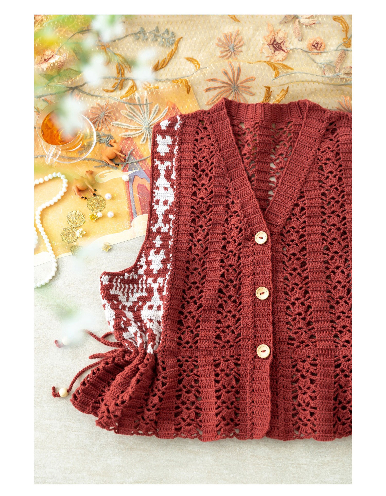 Adresse,pattern,women's,vest,handmade,crochet,homemade,wool,yarn,material package