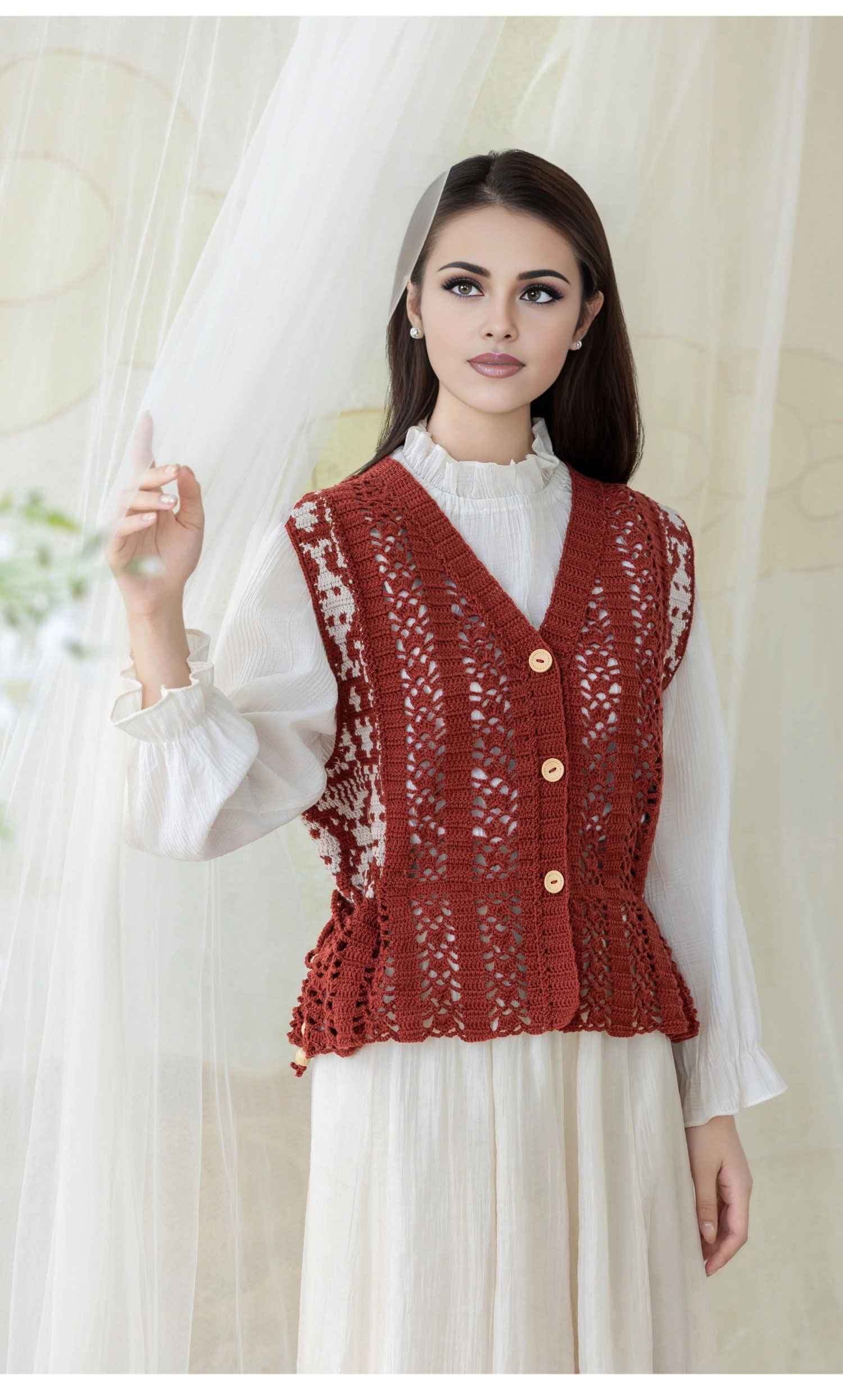 Adresse,pattern,women's,vest,handmade,crochet,homemade,wool,yarn,material package