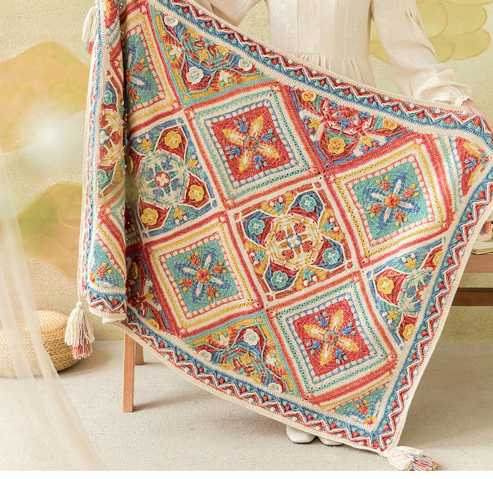 Azerbaijan style,patchwork blanket,handmade DIY,knitting crochet pattern,material package