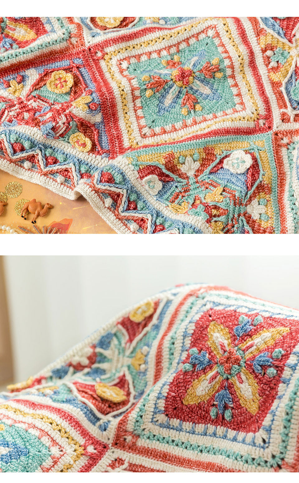 Azerbaijan style,patchwork blanket,handmade DIY,knitting crochet pattern,material package