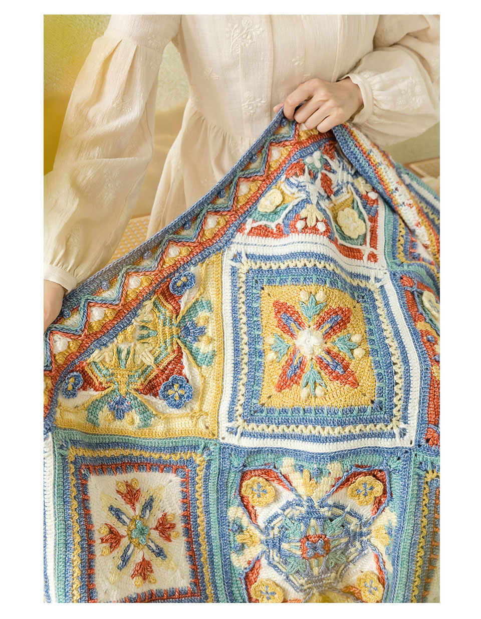 Azerbaijan style,patchwork blanket,handmade DIY,knitting crochet pattern,material package