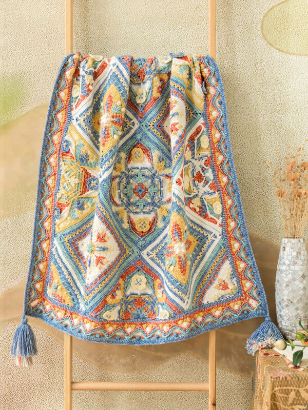 Azerbaijan style patchwork blanket handmade DIY knitting crochet pattern material package 90×125cm
