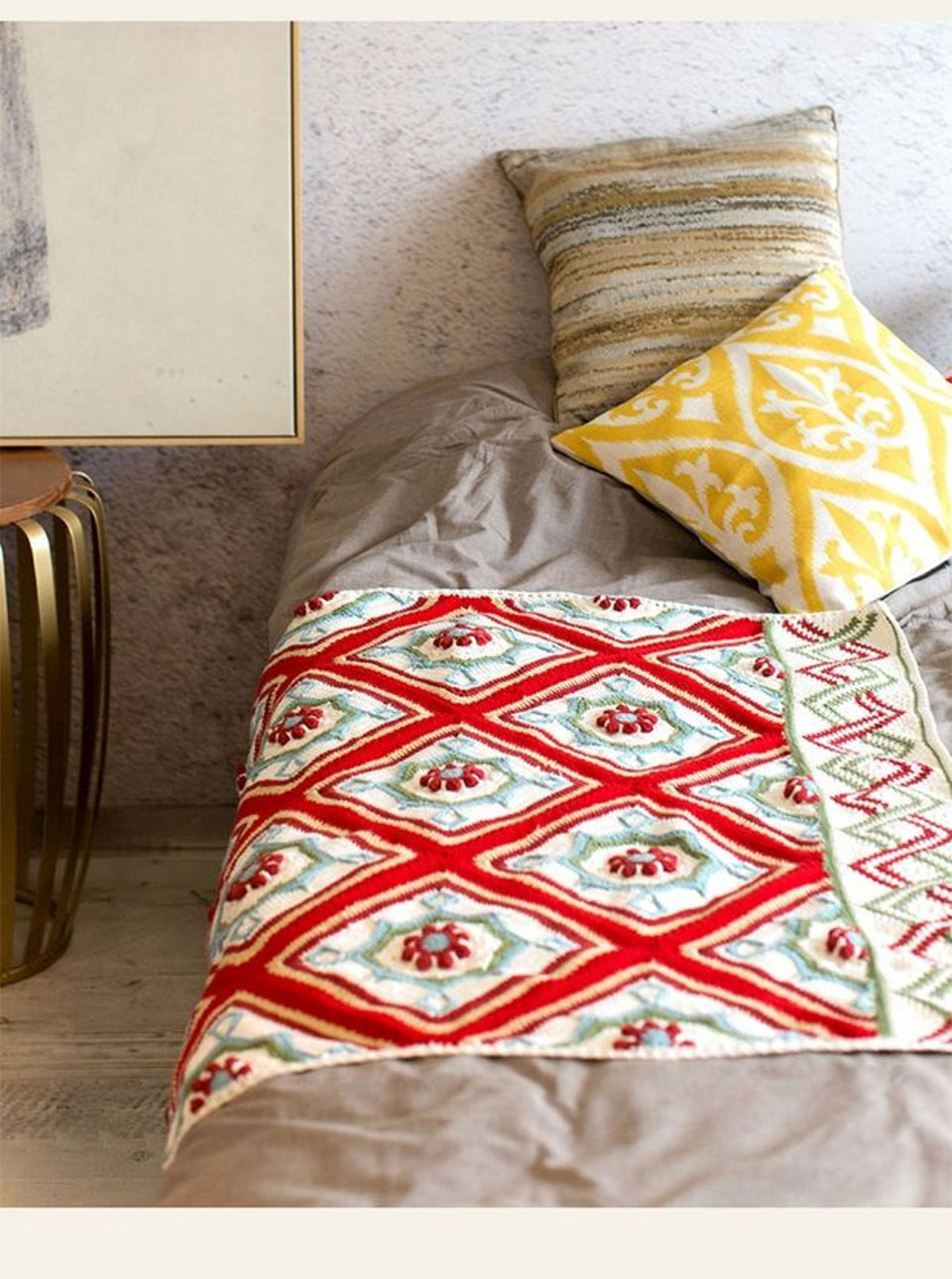 Blair floor tile blanket,crochet diy,knitted blanket