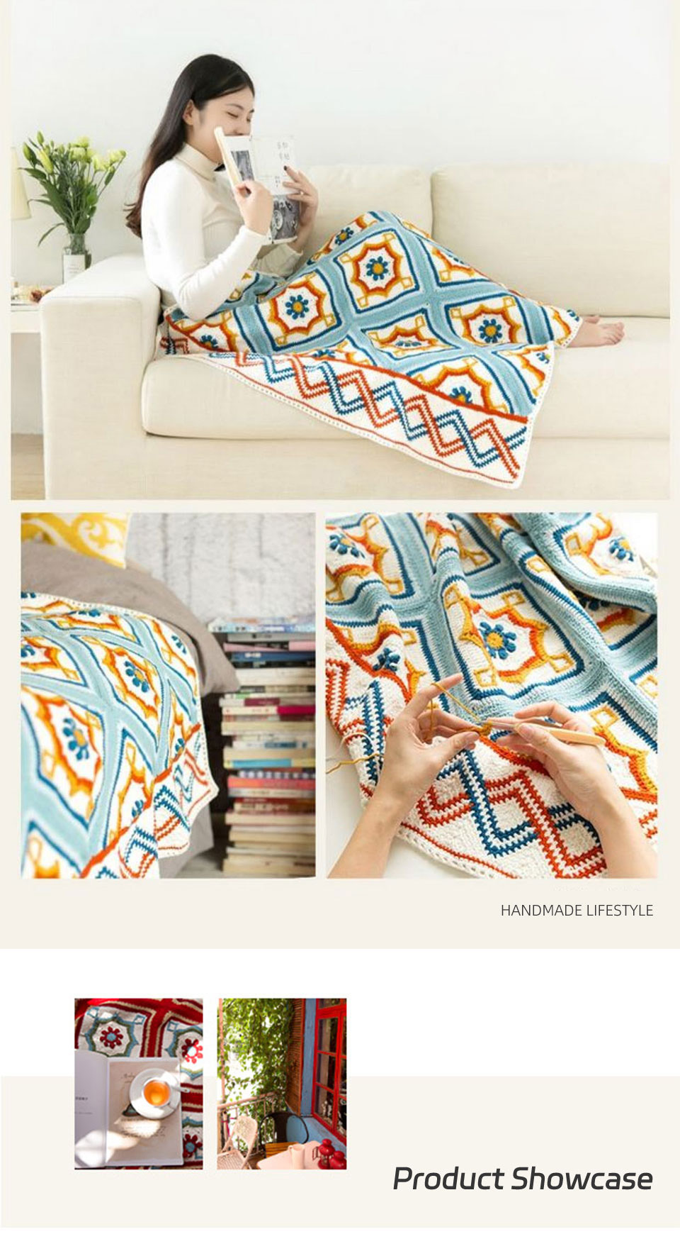 Blair floor tile blanket,crochet diy,knitted blanket