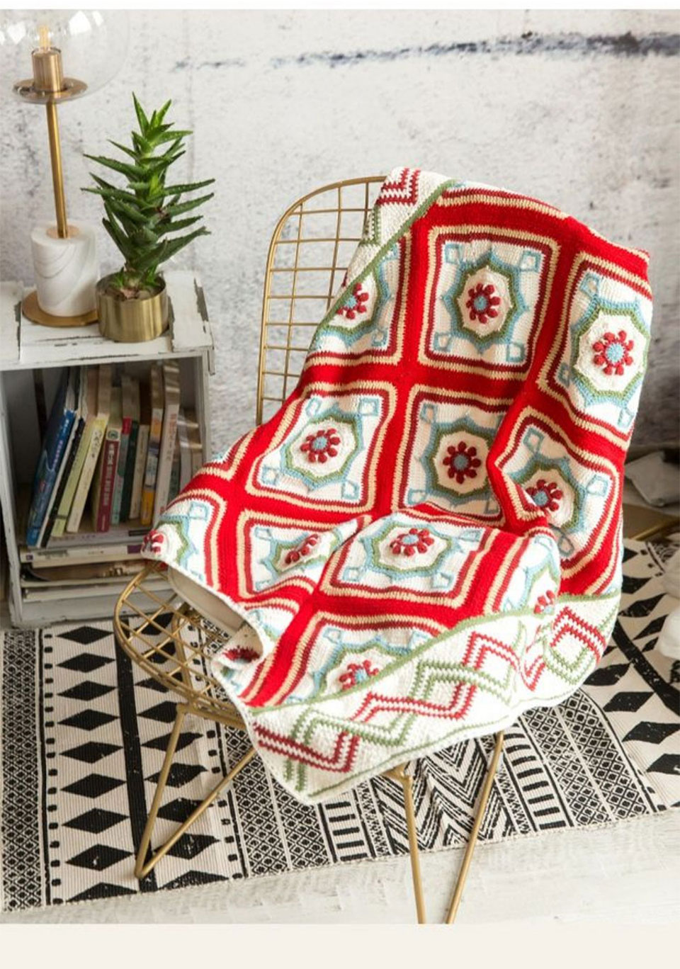 Blair floor tile blanket,crochet diy,knitted blanket