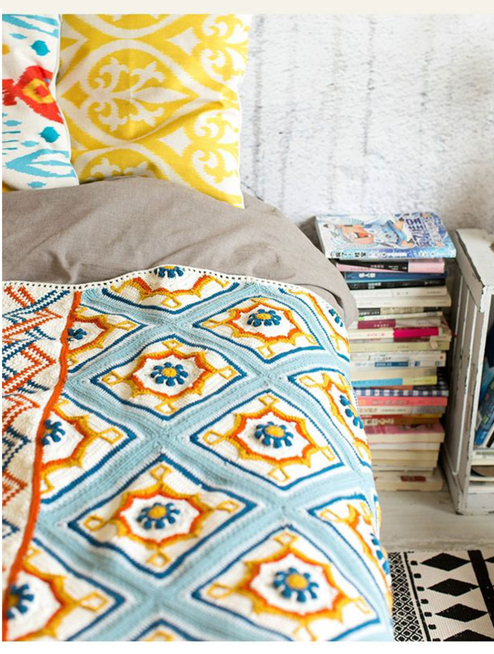 Blair floor tile blanket,crochet diy,knitted blanket