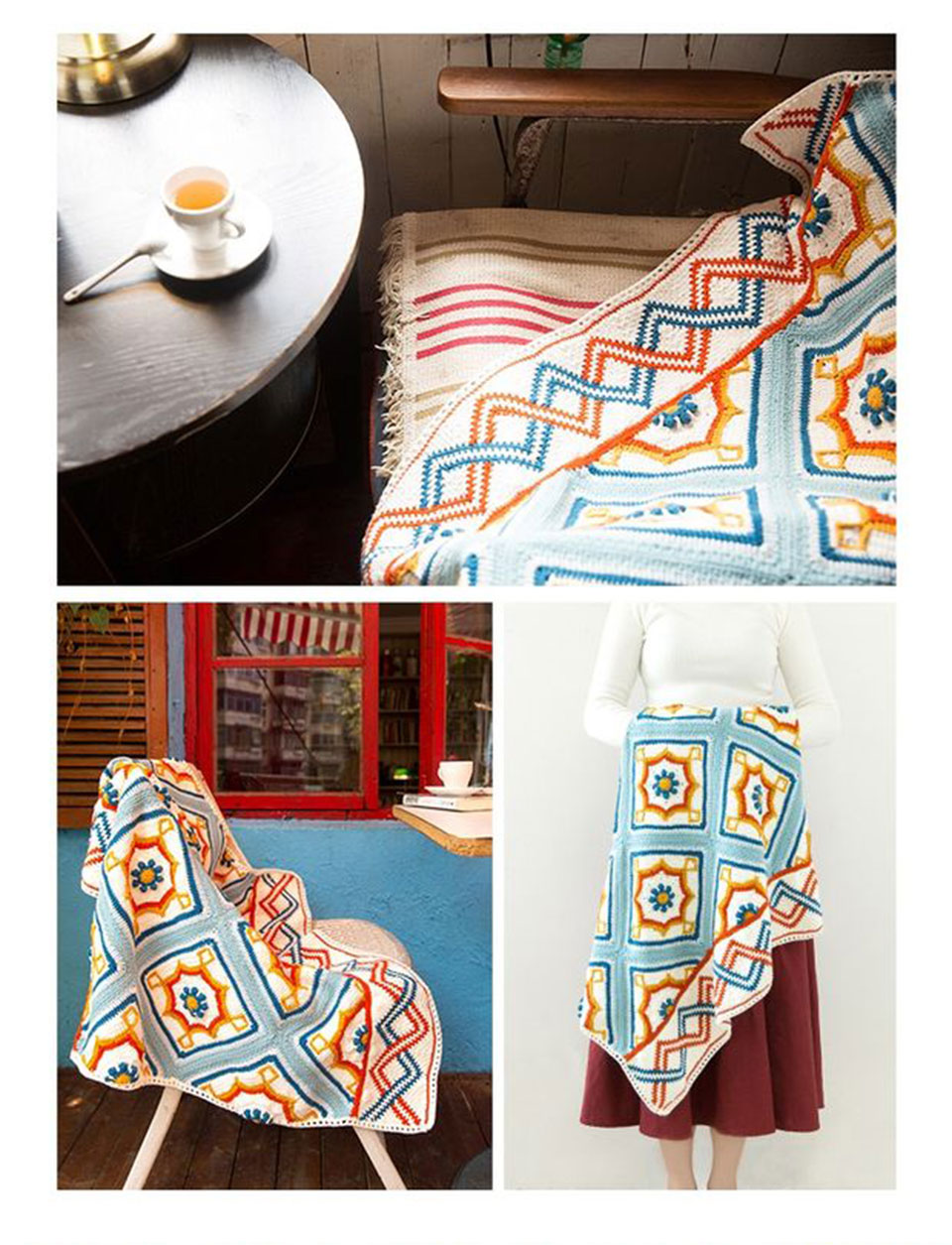Blair floor tile blanket,crochet diy,knitted blanket