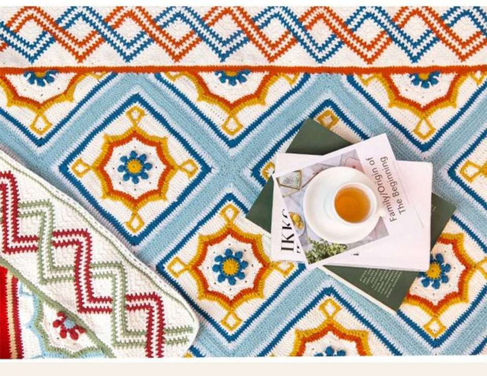 Blair floor tile blanket,crochet diy,knitted blanket