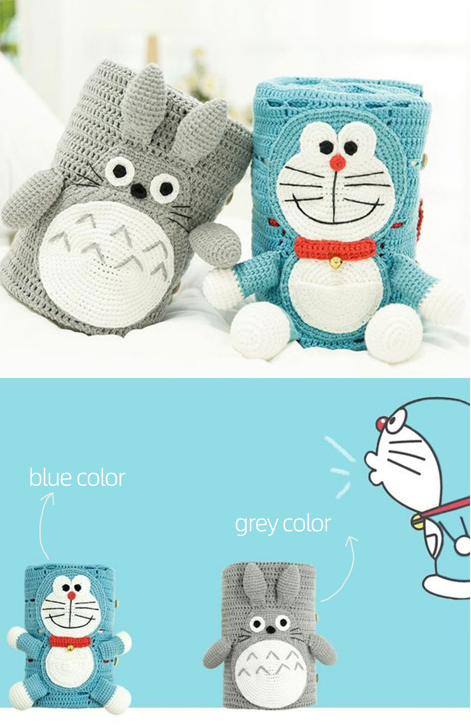 Blue cat blanket,gray cat blanket,crochet handmade,DIY,relieve boredom