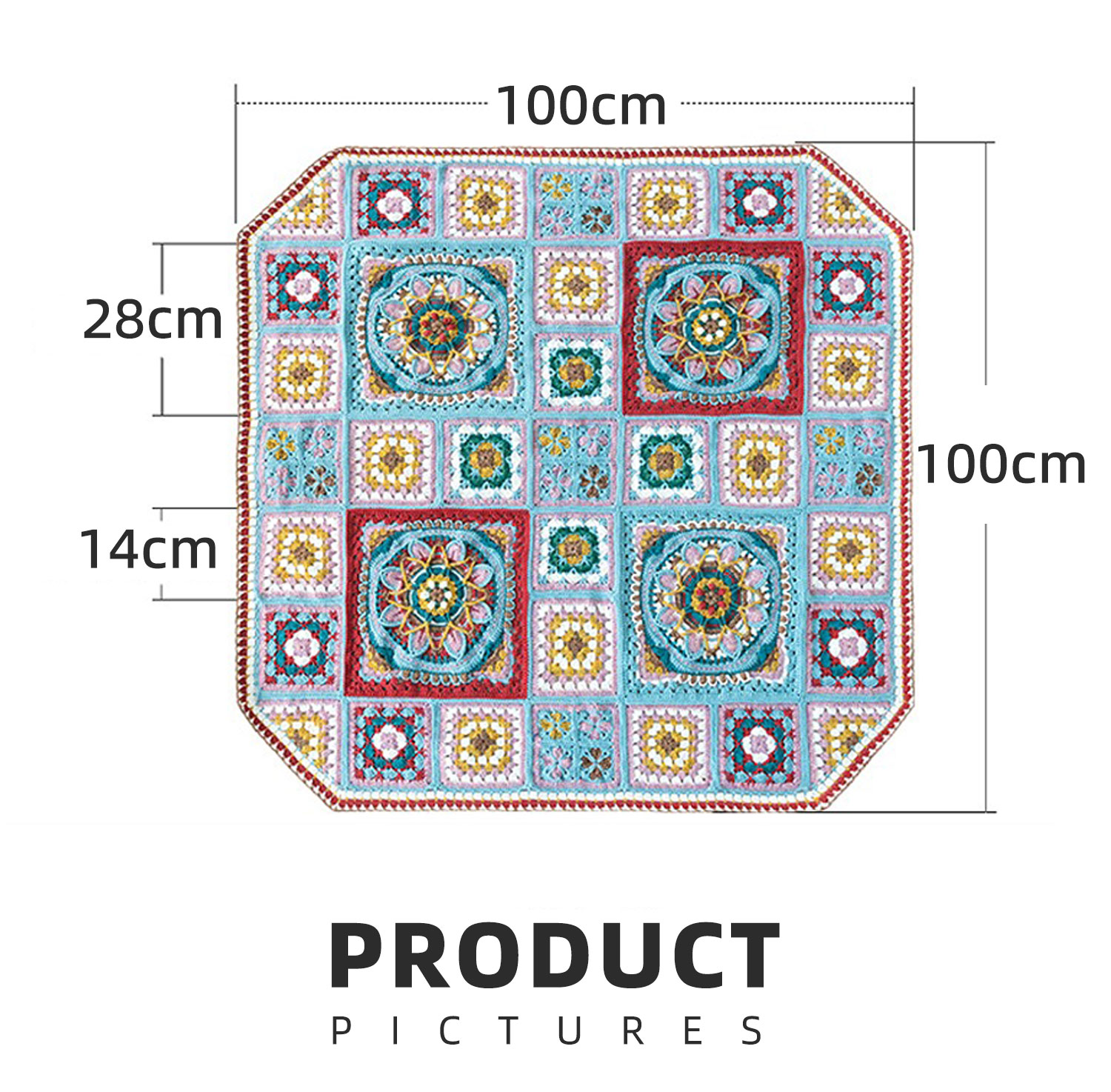 Blue dyed patchwork blanket,DIY crochet,blanket,material package