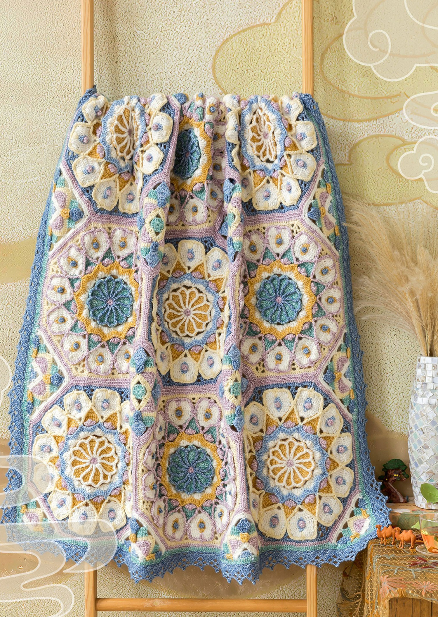 Casablanca patchwork blanket,handmade crochet,blanket,material package
