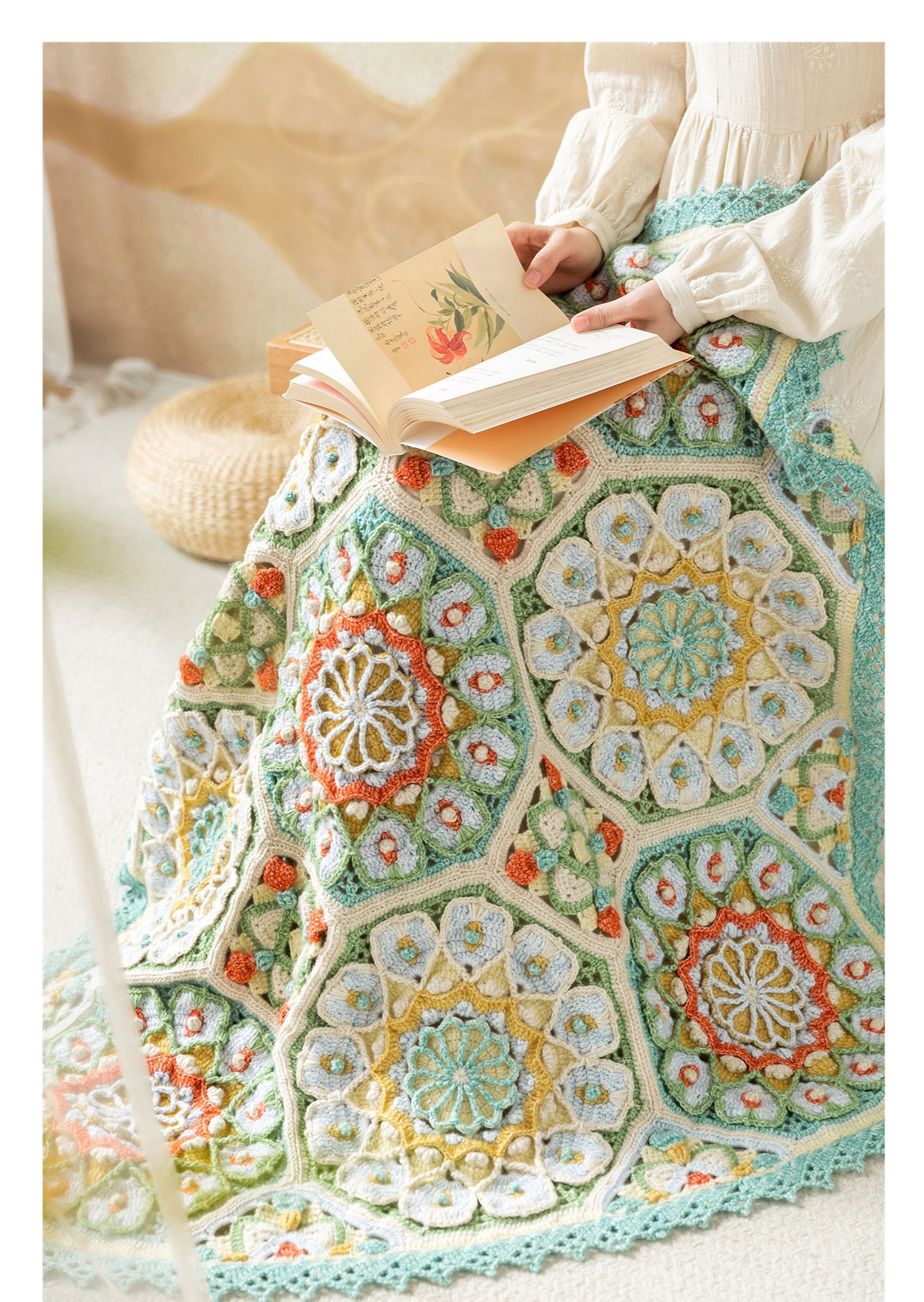 Casablanca patchwork blanket,handmade crochet,blanket,material package