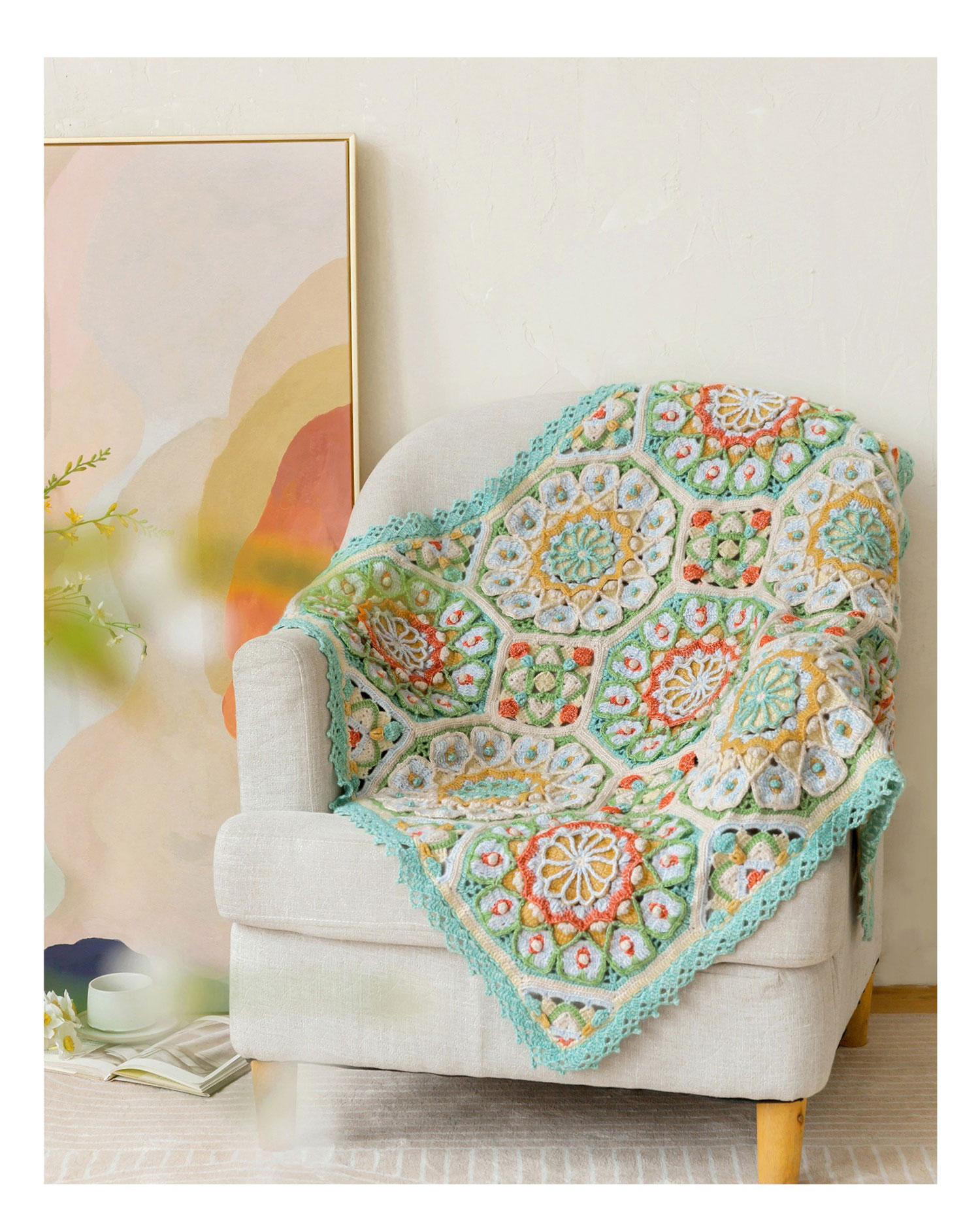 Casablanca patchwork blanket,handmade crochet,blanket,material package