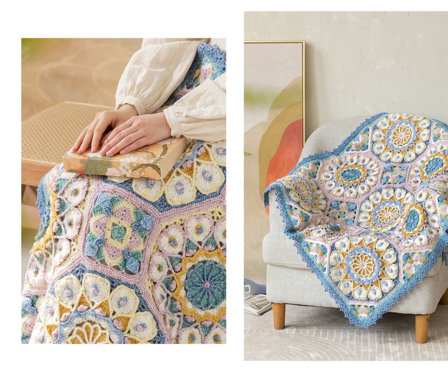 Casablanca patchwork blanket,handmade crochet,blanket,material package