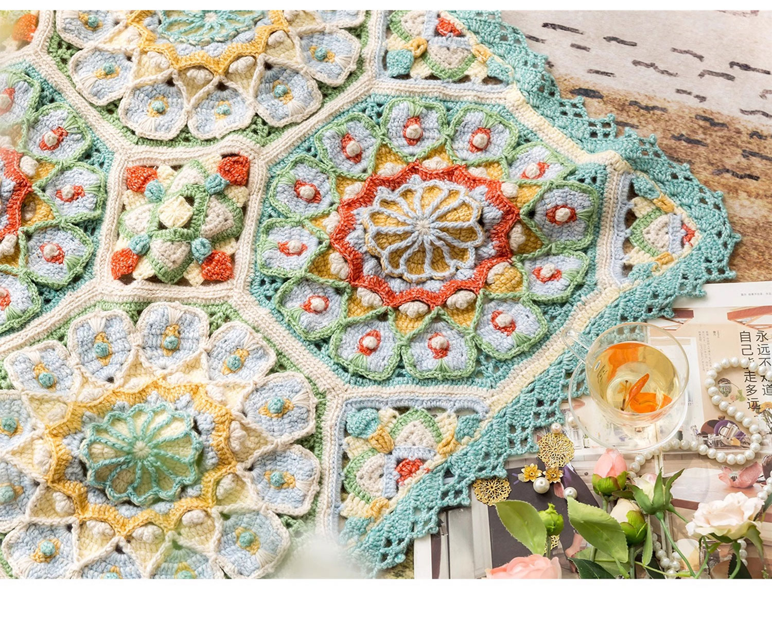 Casablanca patchwork blanket,handmade crochet,blanket,material package