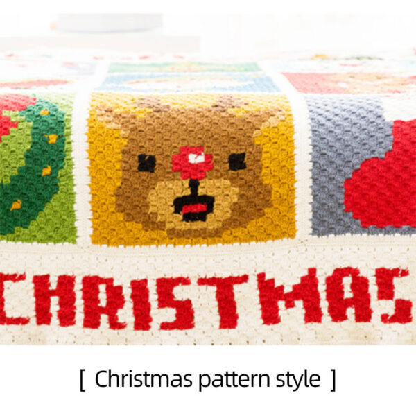 Christmas pattern blanket handmade crochet DIY material package 145x110cm - Image 2