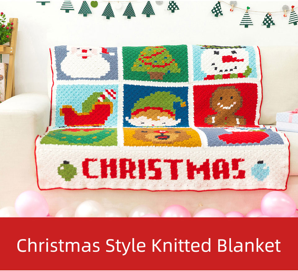 Christmas pattern blanket,handmade crochet DIY,material package