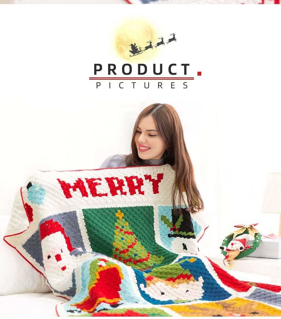 Christmas pattern blanket,handmade crochet DIY,material package
