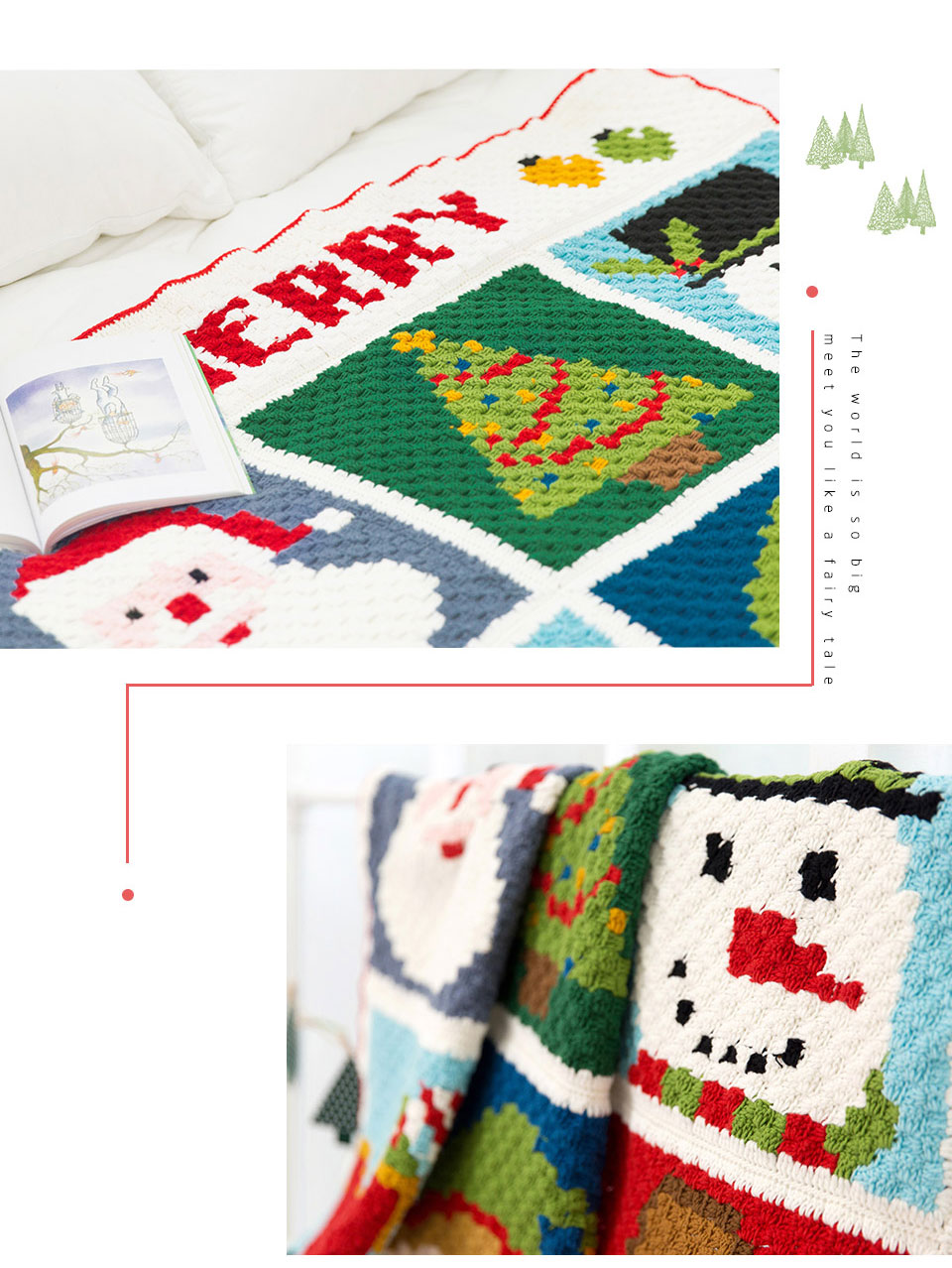 Christmas pattern blanket,handmade crochet DIY,material package