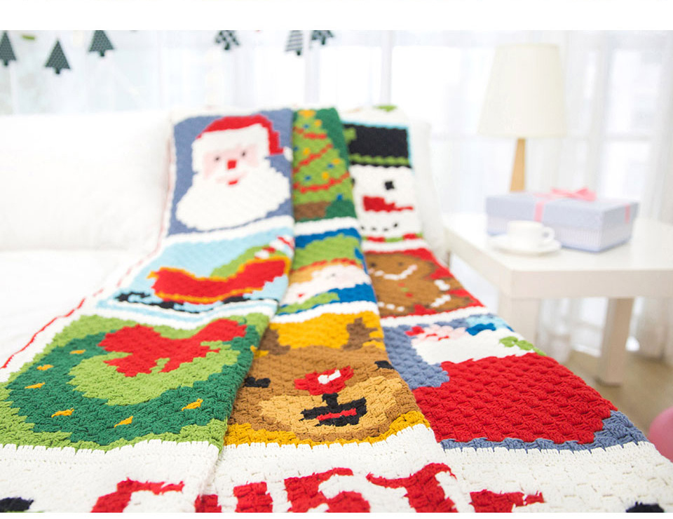 Christmas pattern blanket,handmade crochet DIY,material package