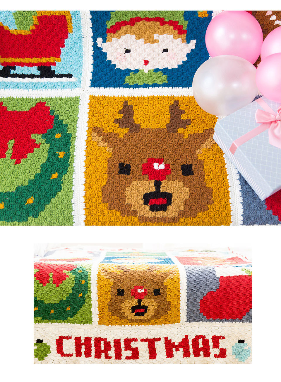 Christmas pattern blanket,handmade crochet DIY,material package