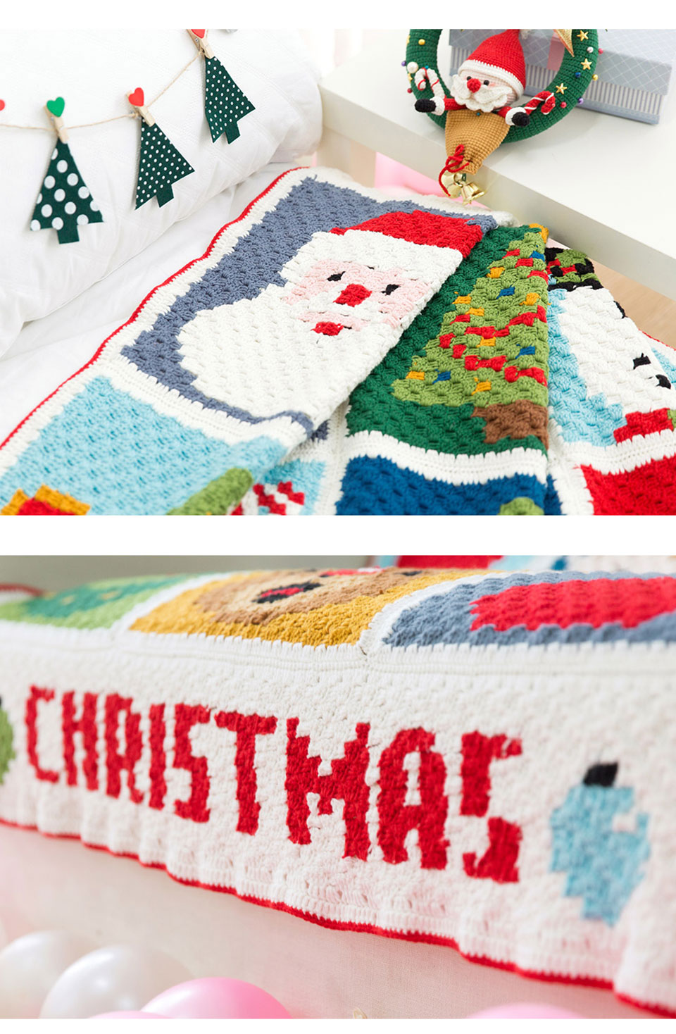 Christmas pattern blanket,handmade crochet DIY,material package
