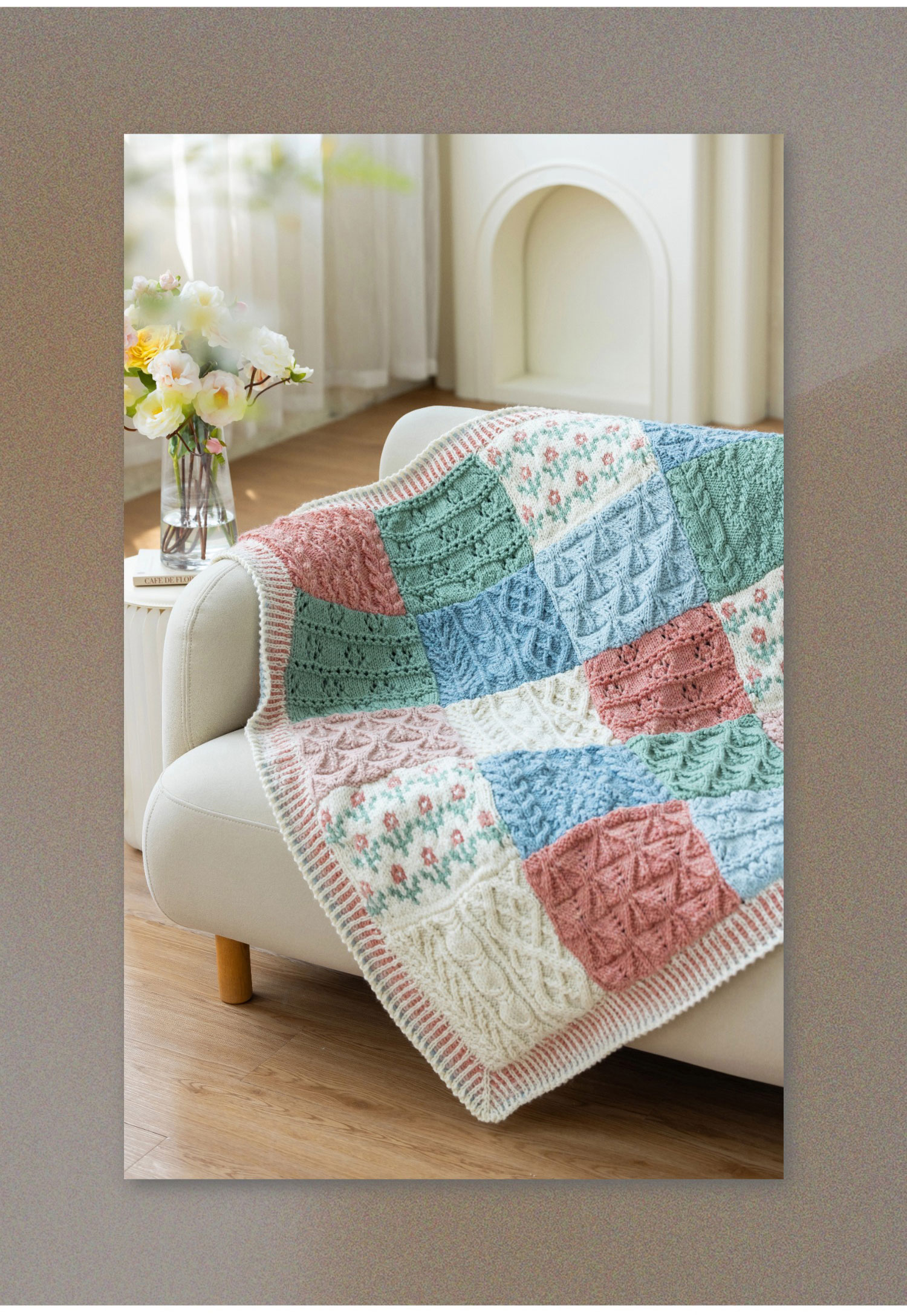 Color block plaid,patchwork blanket,handmade crochet,wool blanket,homemade,material package
