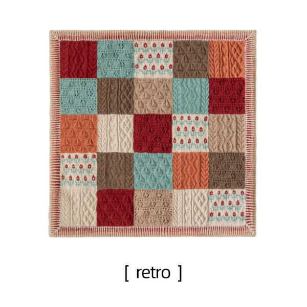 Color block plaid patchwork blanket handmade crochet wool blanket homemade material package 118×118cm - Image 3