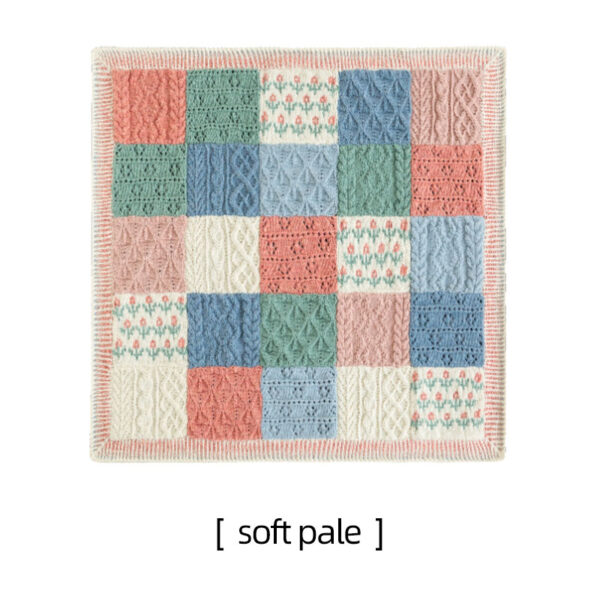 Color block plaid patchwork blanket handmade crochet wool blanket homemade material package 118×118cm - Image 2