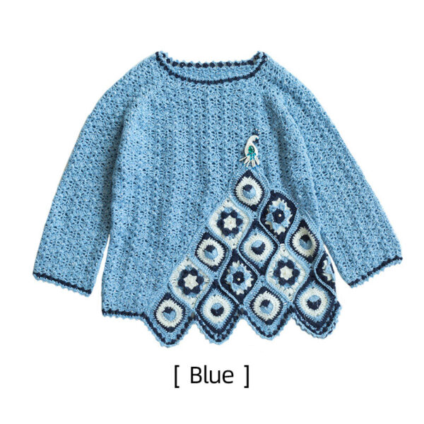 Colorful cloud peacock feather pattern sweater handmade DIY crochet clothes material package - Image 2