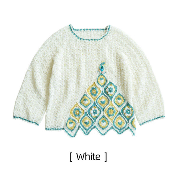 Colorful cloud peacock feather pattern sweater handmade DIY crochet clothes material package - Image 3