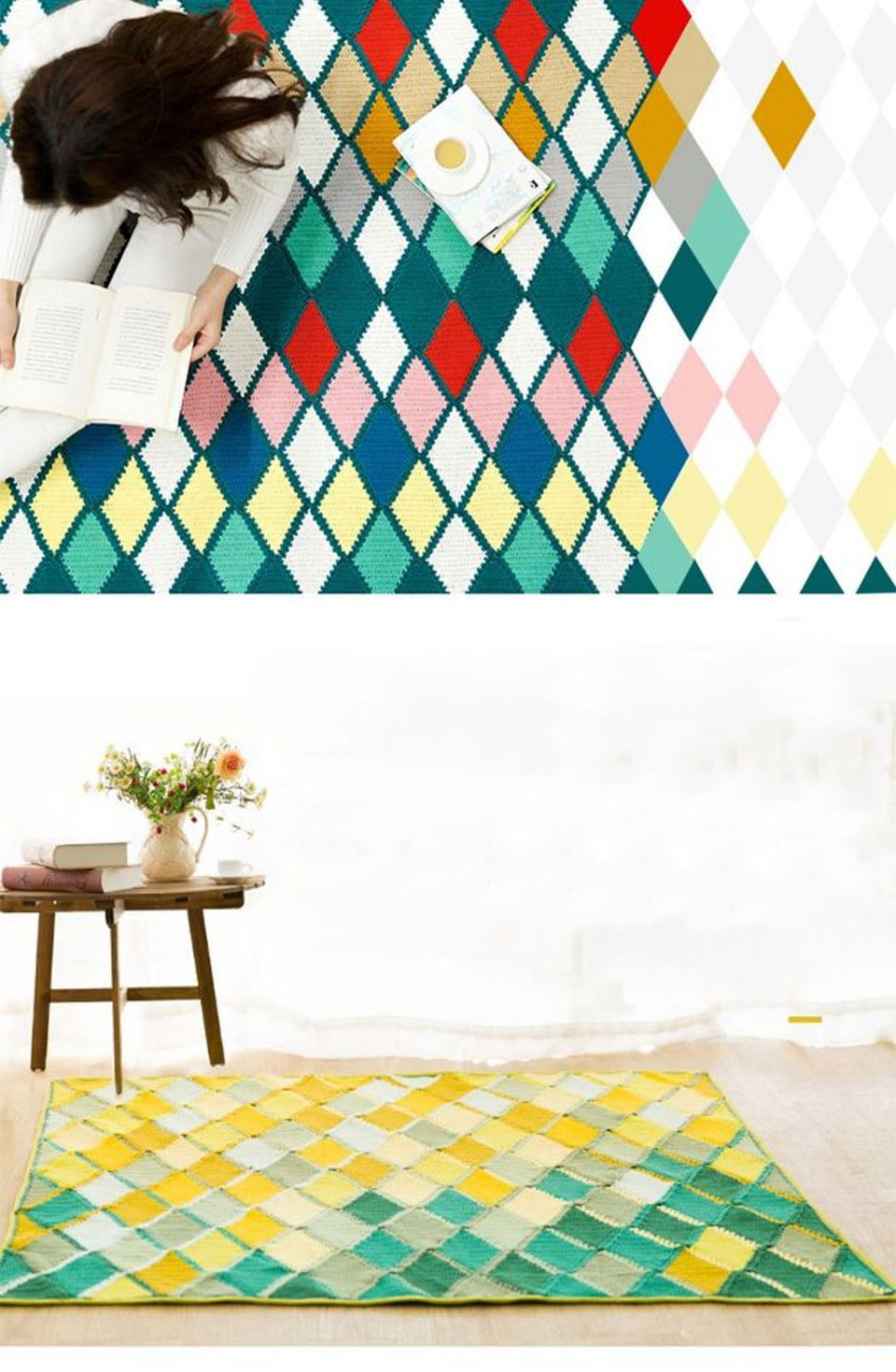 Colorful glass pattern blanket,DIY handmade,crochet