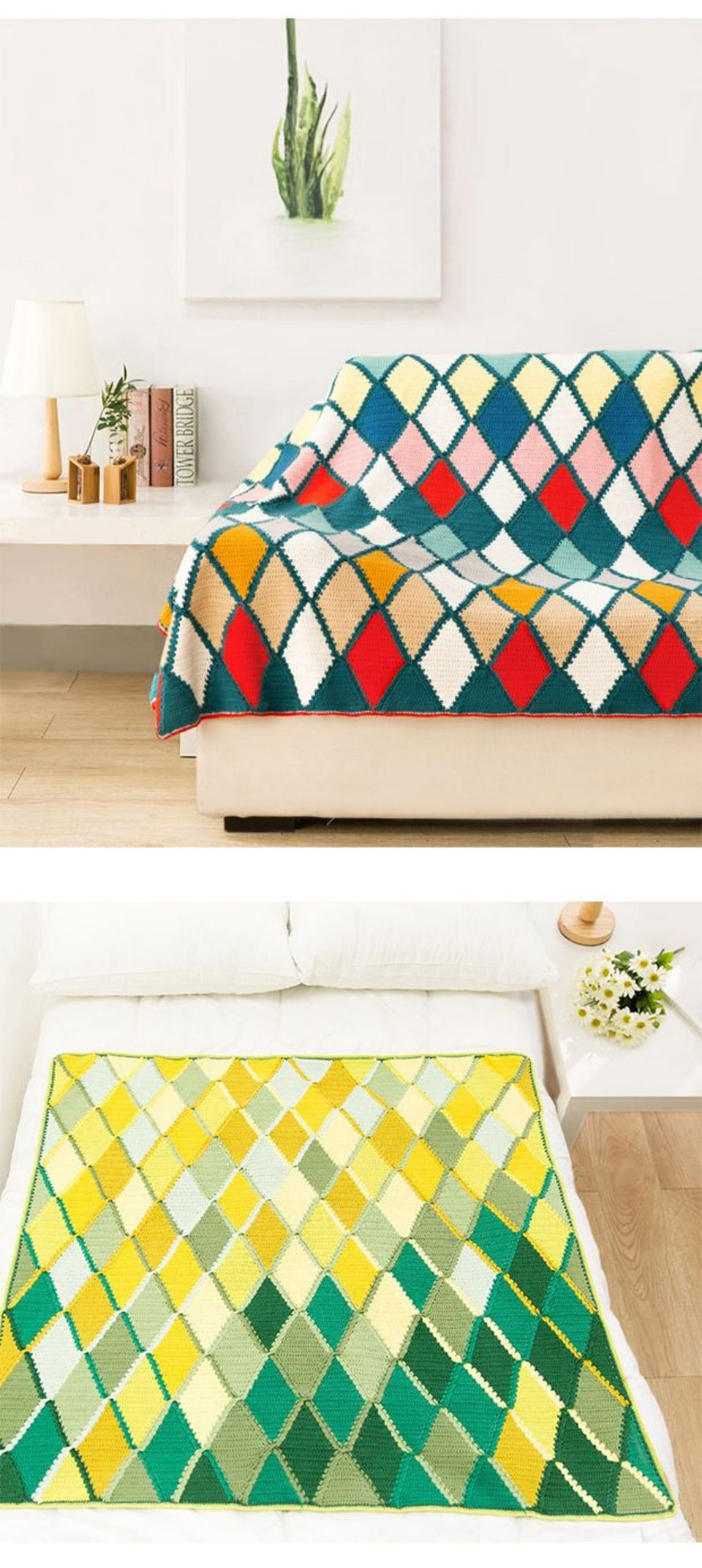 Colorful glass pattern blanket,DIY handmade,crochet