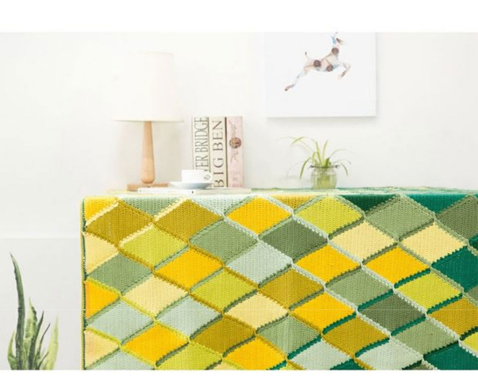 Colorful glass pattern blanket,DIY handmade,crochet