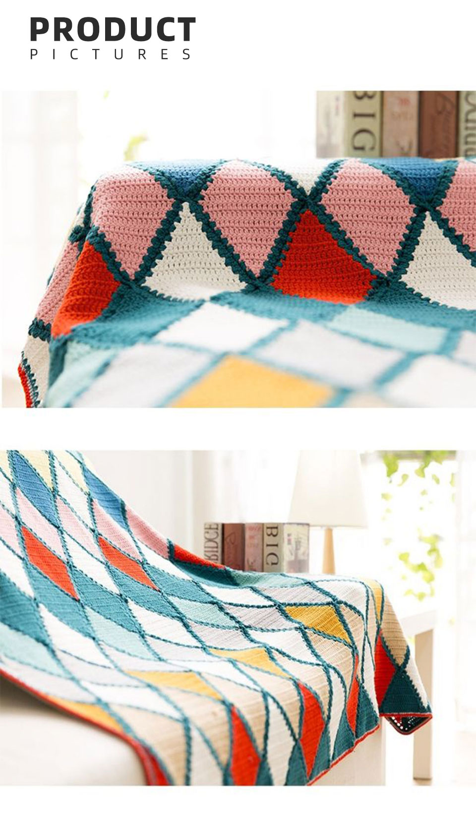 Colorful glass pattern blanket,DIY handmade,crochet