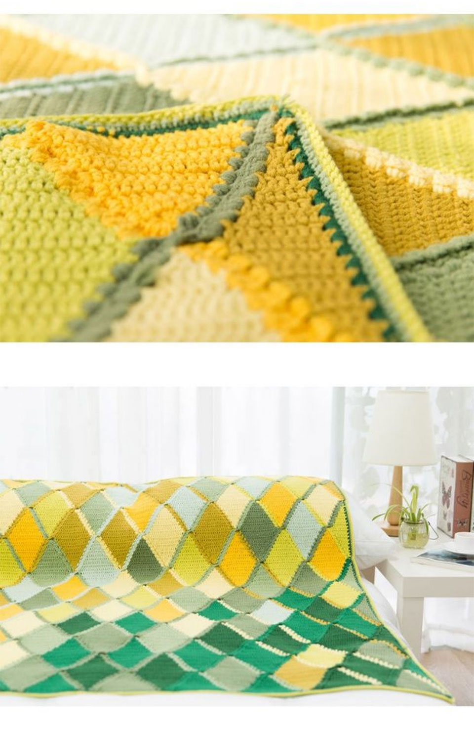 Colorful glass pattern blanket,DIY handmade,crochet