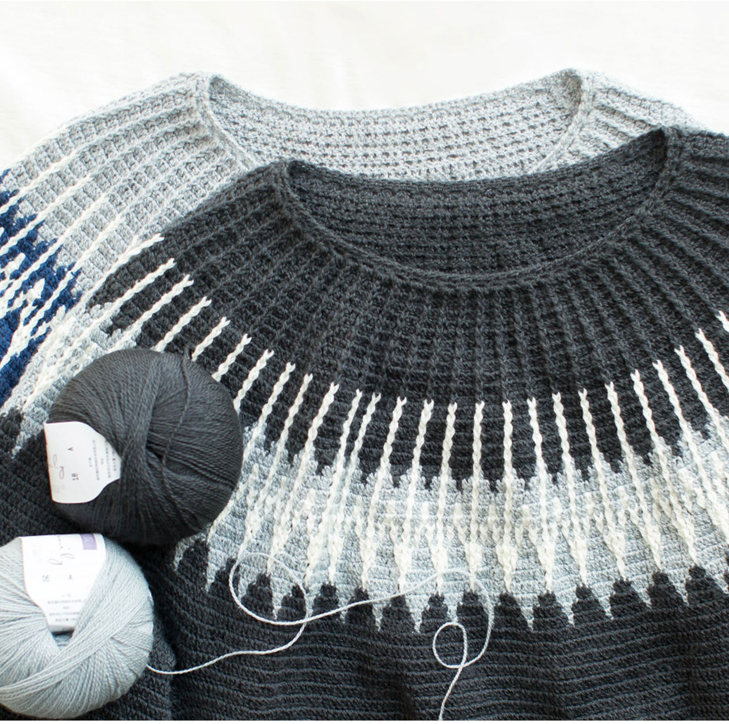 Fair Isle style,men's sweater,handmade crochet,autumn and winter clothes,material package