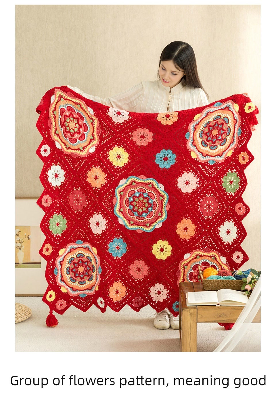 Flower blanket,handmade DIY,crochet wool,blanket material package