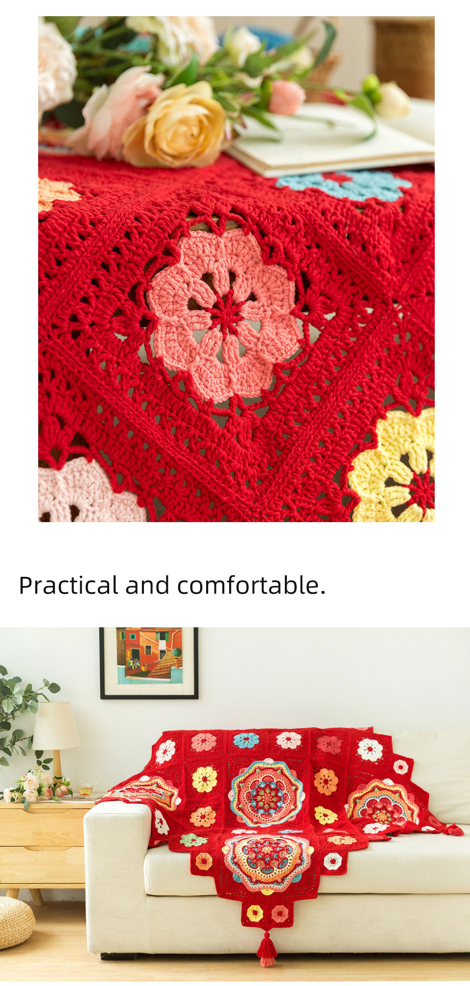 Flower blanket,handmade DIY,crochet wool,blanket material package