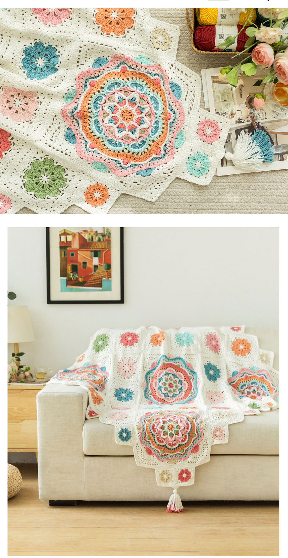 Flower blanket,handmade DIY,crochet wool,blanket material package