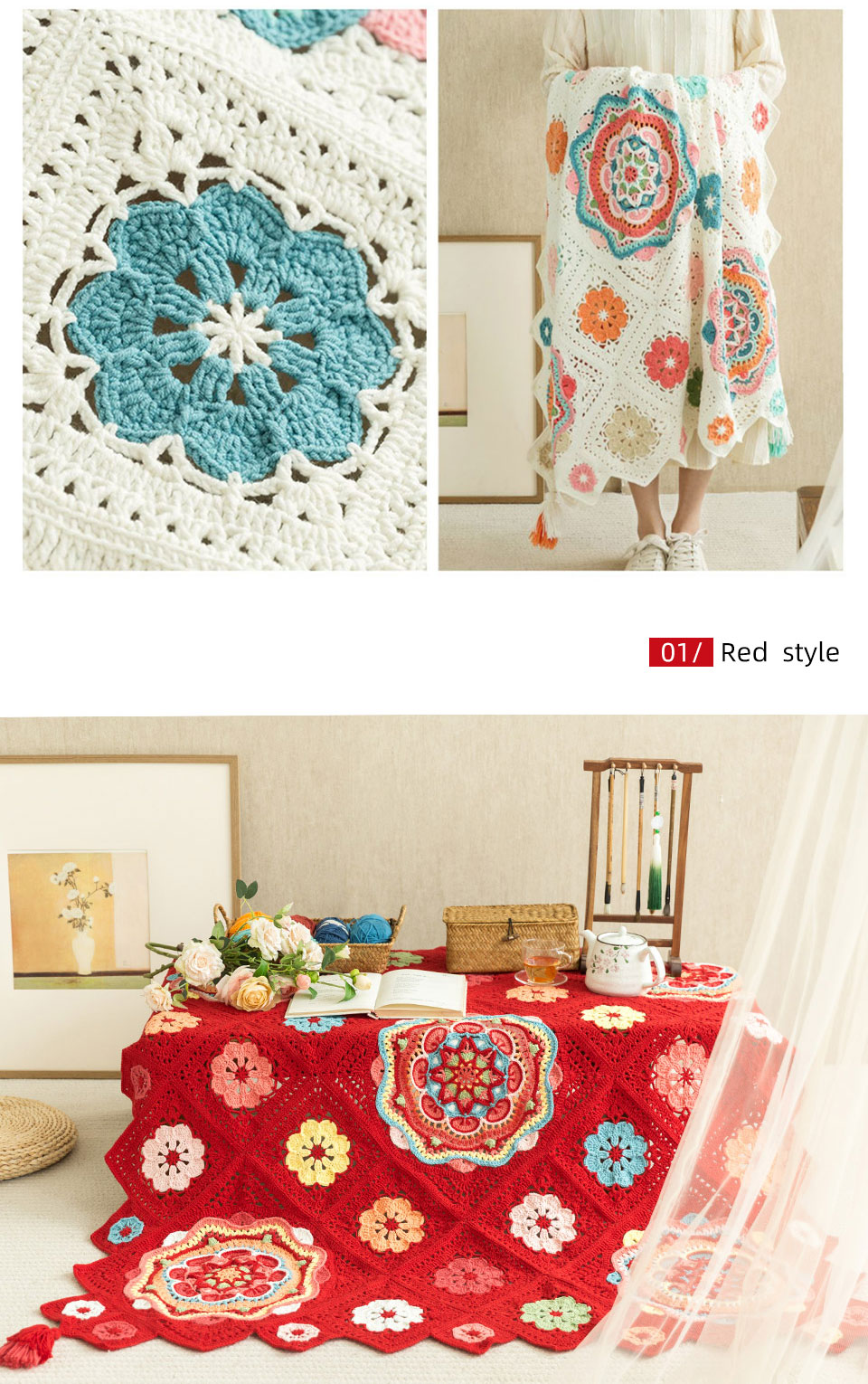 Flower blanket,handmade DIY,crochet wool,blanket material package