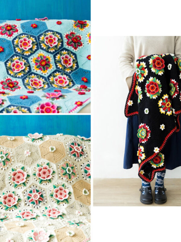 Frida flower pattern blanket handmade DIY crochet blanket cotton thread material package 125×95cm