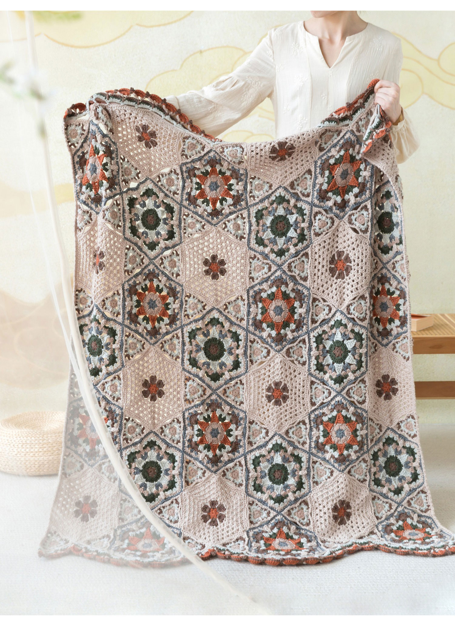 Garuda patchwork,wool blanket,hand-crocheted blanket,wool ball,material package