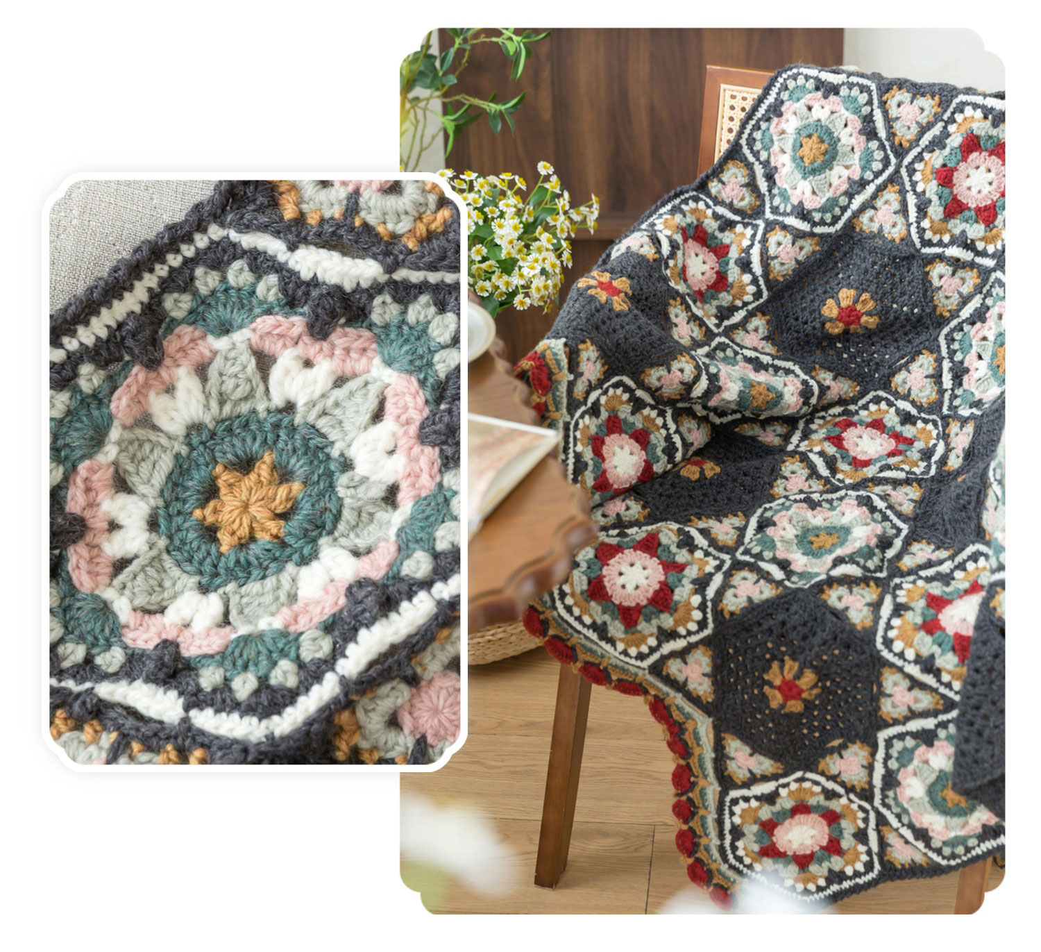 Garuda patchwork,wool blanket,hand-crocheted blanket,wool ball,material package
