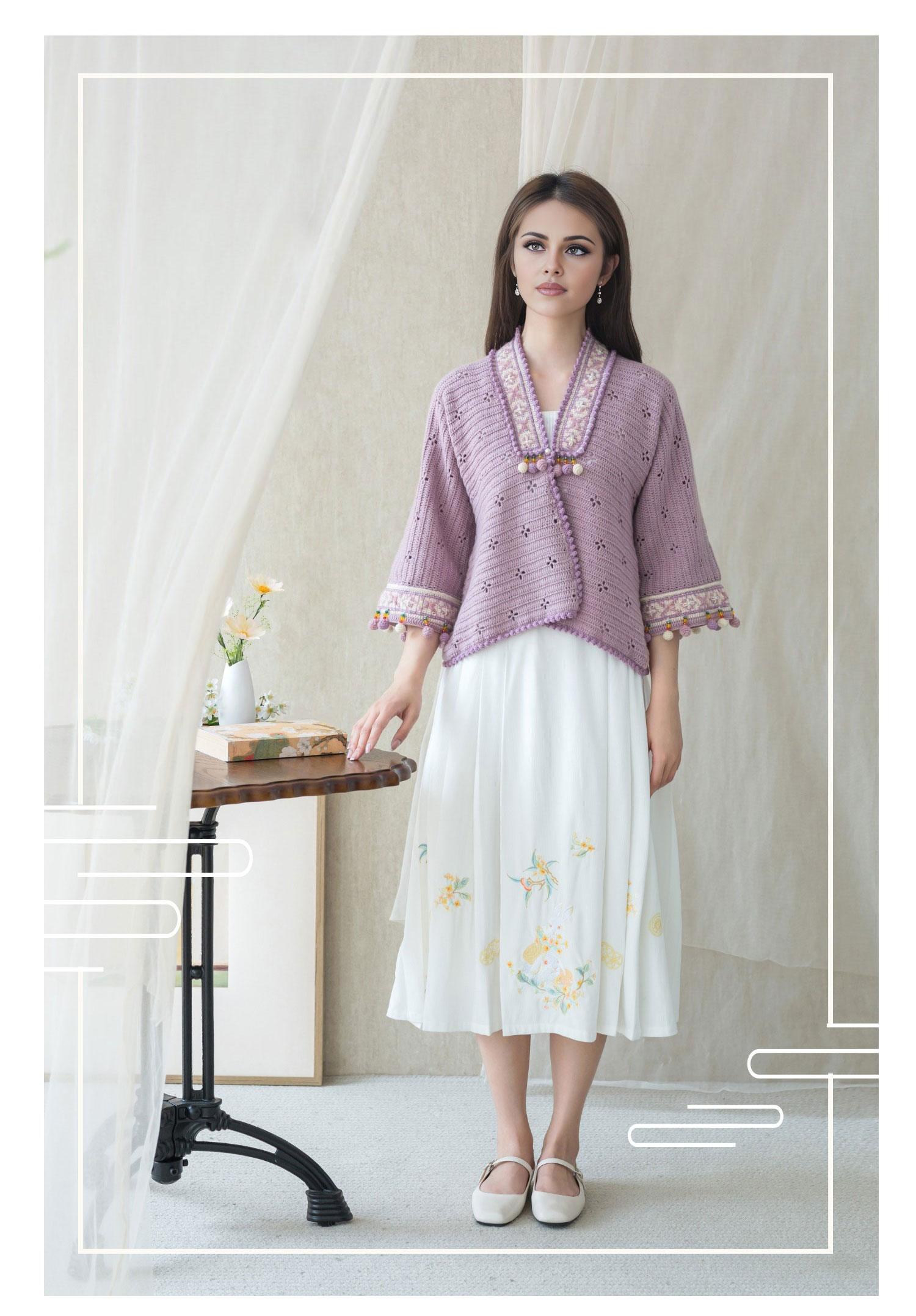 Gold yarn,jacquard short,cardigan,hand-woven,crochet clothes,material package