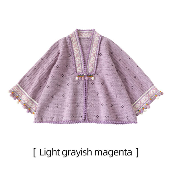 Gold yarn jacquard short cardigan hand-woven crochet clothes material package - Image 4