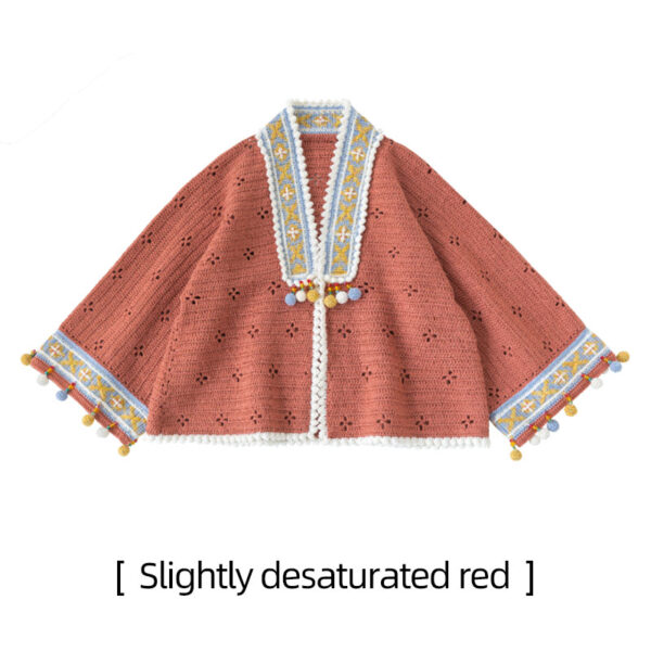 Gold yarn jacquard short cardigan hand-woven crochet clothes material package - Image 2